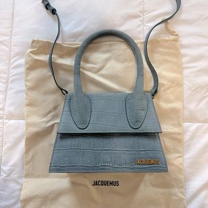 JEANS COLOR Jacquemus Le Grand Chiquito Croco Blue NWOT